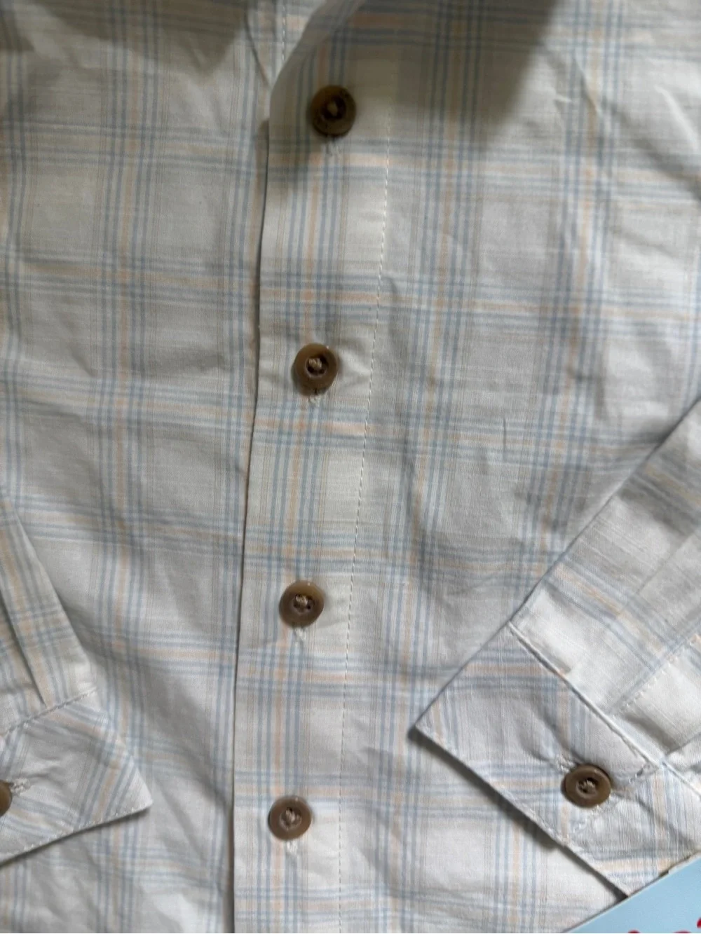 Cat & Jack Baby Boy’s Cream Plaid Button-Up with Khaki Jeans Bundle 18M